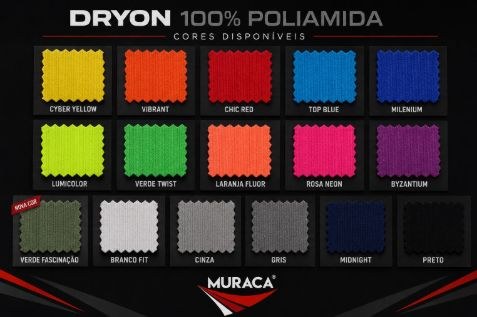 Cartela com as 17 cores do Dry-On 100% poliamida
